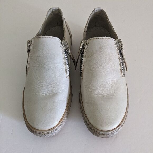 Diesel Cream Vintage Washed Leather Sneakers Women's 37 - Picture 5 of 10